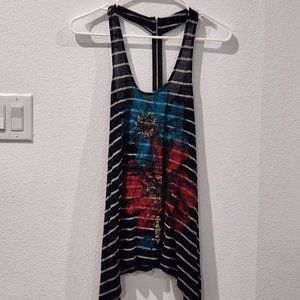 Vintage Y2K Arden B Floral and Striped Zipper Back XS Tank Top